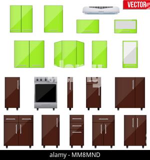 Ensemble d'objets de cuisine modulaire. Illustration de Vecteur