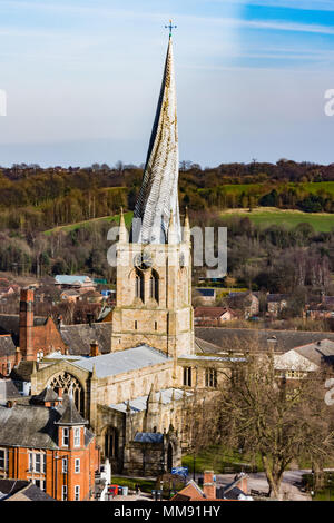 Crooked spire du célèbre Chesterfield Banque D'Images