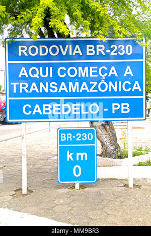 Route Transamazônica, BR-230 road, Km 0, Cabedelo, Paraíba, Brésil Banque D'Images