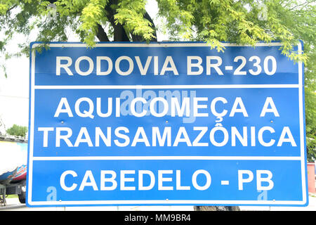 Route Transamazônica, BR-230 road, Km 0, Cabedelo, Paraíba, Brésil Banque D'Images