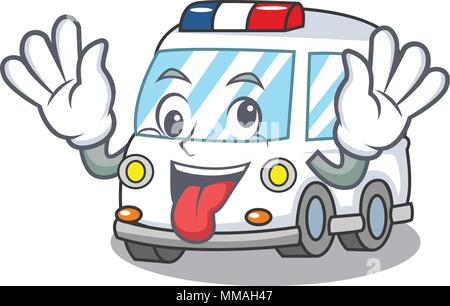 Crazy ambulance mascot cartoon style Illustration de Vecteur