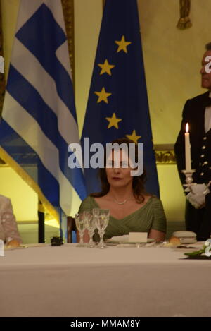 Athènes, Grèce. 09 mai, 2018. Betty Batziana, épouse du Premier Ministre grec Alexis Tsipras, pendant le dîner officiel. Credit : Dimitrios Karvountzis/Pacific Press/Alamy Live News Banque D'Images
