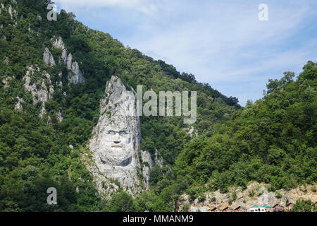 Rock Sculpture de Decebalus sur le Danube , Roumanie Banque D'Images