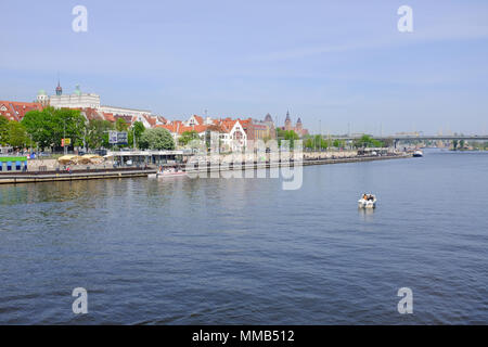 Szczecin. Vue du fleuve Oder et de la partie historique de la ville / Mai 2018 Banque D'Images