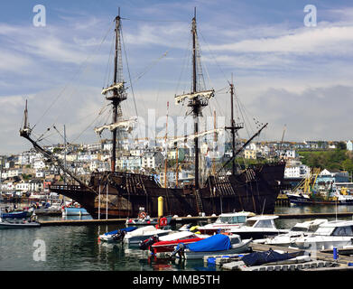 El Galeon andalousie amarré à Dartmouth dans le Devon. Banque D'Images