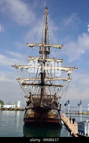 El Galeon andalousie amarré à Dartmouth dans le Devon. Banque D'Images