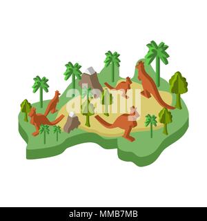 L'Australie la carte isométrique animal style. la flore et la faune. Vector illustration Illustration de Vecteur