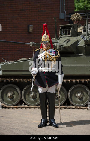 Direction de la Household Cavalry régiment monté prendront part à la cérémonie de mariage du prince Harry et Meghan Markle le 19 mai 2018, Windsor Banque D'Images