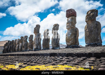 Statues Moai de Rapa Nui Île de Pâques Banque D'Images
