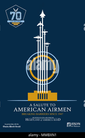 Une affiche conçue pour promouvoir un concert donné par le Heartland of America bande a la Joslyn Art Museum à Omaha, Nebraska, en l'honneur du 70e anniversaire de l'United States Air Force. (U.S. Air Force graphique par Joshua Plueger) Banque D'Images