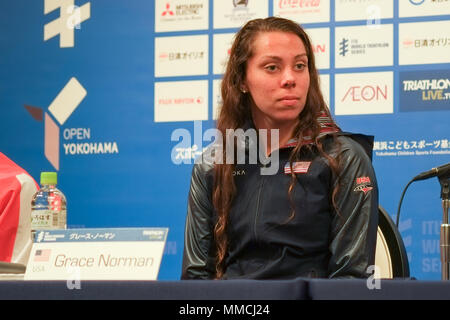 2018/05/10 Conférence de presse de Yokohama, l'ITU World Triathlon Yokohama lors de la Monterey Hotel. Grace Norman USA (photos par Michael Steinebach/AFLO) Banque D'Images