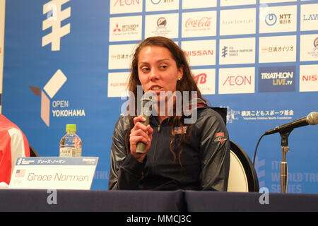 2018/05/10 Conférence de presse de Yokohama, l'ITU World Triathlon Yokohama lors de la Monterey Hotel. Grace Norman USA (photos par Michael Steinebach/AFLO) Banque D'Images