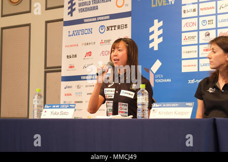 2018/05/10 Conférence de presse de Yokohama, l'ITU World Triathlon Yokohama lors de la Monterey Hotel. Yuka Sato Jpn, Kirsten Kasper USA (photos par Michael Steinebach/AFLO) Banque D'Images