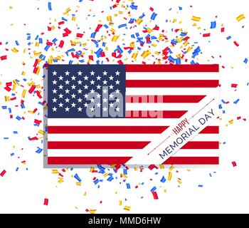 Memorial Day aux États-Unis. Le drapeau national avec l'inscription Illustration de Vecteur