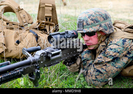 Circuit Du Corps Des Marines Des Etats Unis Daniel B Kree Une Machine Gunner Avec Fox