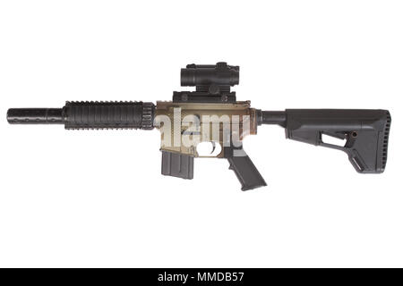 M4 CQB fusil à gunsight isolé sur fond blanc Banque D'Images