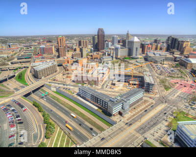 Saint Paul est la capitale de l'Etat du Minnesota vu de dessus par Drone Banque D'Images