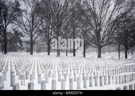 Chutes de neige dans l'article 60 de cimetière National d'Arlington, Arlington, Virginie, le 21 mars 2018. C'était le deuxième jour de printemps, quand une tempête de neige a frappé la région de la capitale nationale. (U.S. Army Banque D'Images