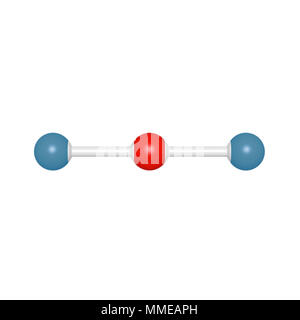 Molécule Modèle de trois atomes d'oxygène ou simplifié comme le dioxyde de soufre, l'objet rendu 3D pour l'éducation et de l'école typographie, peut être utilisé dans le cadre de m Banque D'Images