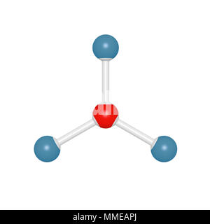 Molécule modèle de quatre atomes en tant que structure simplifiée, l'ammoniac en rendu 3D'objet pour l'éducation et de l'école typographie, peut être utilisé dans le cadre de molécules Banque D'Images