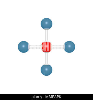 Molécule modèle de cinq atomes en tant que structure plan du méthane, de l'objet rendu 3D pour l'éducation et de l'école typographie, peut être utilisé dans le cadre des molécules font Banque D'Images