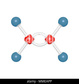 Molécule modèle de six atomes en tant que structure d'avion, objet de rendu 3D pour l'éducation et de l'école typographie, peut être utilisé dans le cadre des molécules font Banque D'Images