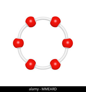 Smplified molécule modèle de benzène, objet de rendu 3D pour l'éducation et de l'école typographie, peut être utilisé dans le cadre de l'ensemble de polices de molécules Banque D'Images