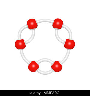 Smplified molécule modèle de benzène, objet de rendu 3D pour l'éducation et de l'école typographie, peut être utilisé dans le cadre de l'ensemble de polices de molécules Banque D'Images