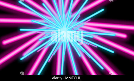 Un superbe rendu 3D d'un abrégé fait multi-passage de fleurs bleu brillant, de violette et de pétales de rose dans l'arrière-plan noir. Ils sparkle Banque D'Images