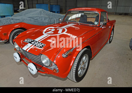 Classic Triumph TR4, TR3 et TR6 sortant de l'hiver Banque D'Images