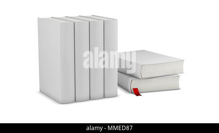 Vertical Blank books gabarit de protection sur la surface blanche 3d illustration. Banque D'Images
