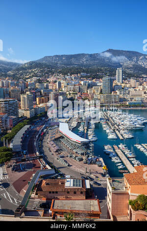 Principauté de Monaco cityscape, vue sur ville et port Banque D'Images