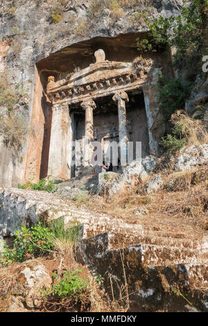 Mezarlari Kaya Fethiye, Rock Cut tombe de Telmessos Fethiye Banque D'Images