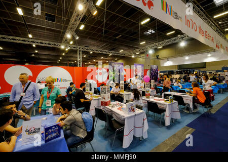 Turin, Piémont, Italie, le 10 mai, 2018. International Book Fair 2018,premier jour.Lucca Comics et jeux stand Crédit : RENATO VALTERZA/Alamy Live News Banque D'Images