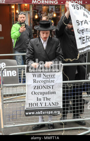 Londres, Royaume-Uni. 11 mai 2018. Manifestations juif hassidique le 70e anniversaire de la Nakba Day à Londres Crédit : Alex Cavendish/Alamy Live News Banque D'Images