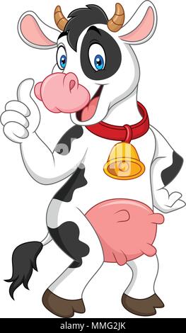 Cartoon funny cow giving Thumbs up Illustration de Vecteur