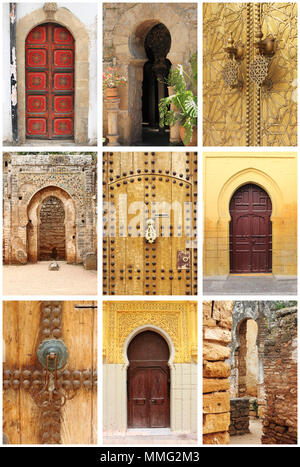 Collage de portes de style oriental arabe Banque D'Images