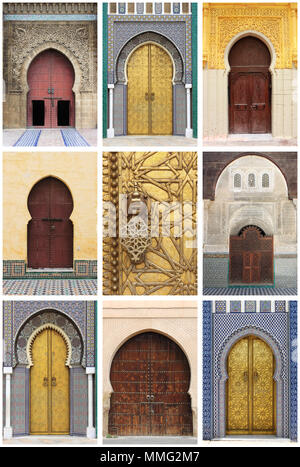 Collage de portes de style oriental arabe Banque D'Images