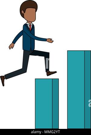 Elegant businessman climbing on bars caractère avatar vector illustration Illustration de Vecteur