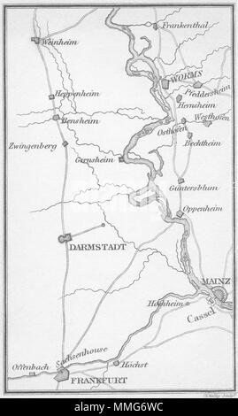 L'Allemagne. Coghlan. Carte d'itinéraire 1837 ancienne carte plan vintage Banque D'Images