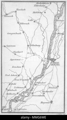 La France. Coghlan. Carte d'itinéraire 1837 ancienne carte plan vintage Banque D'Images