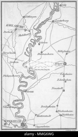 L'Allemagne. Coghlan. Carte d'itinéraire 1837 ancienne carte plan vintage Banque D'Images