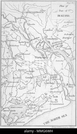 Aux Pays-Bas. Planifier la Hollande. Coghlan. Route map 1837 carte ancienne Banque D'Images