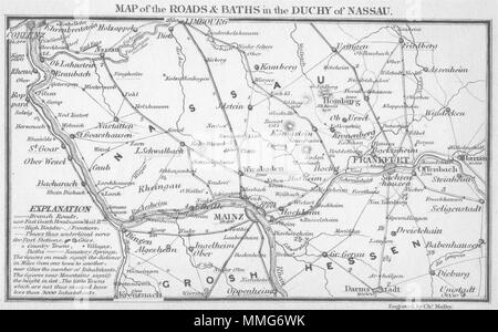 L'Allemagne. Duché Nassau Frankfurt Mainz Coghlan 1837 ancienne carte graphique plan Banque D'Images