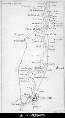 L'Allemagne. Coghlan. Carte d'itinéraire 1837 ancienne carte plan vintage Banque D'Images