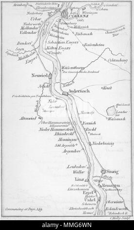 L'Allemagne. Coghlan. Carte d'itinéraire 1837 ancienne carte plan vintage Banque D'Images