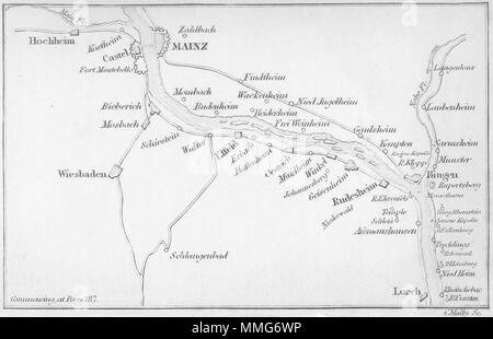 L'Allemagne. Coghlan. Carte d'itinéraire 1837 ancienne carte plan vintage Banque D'Images