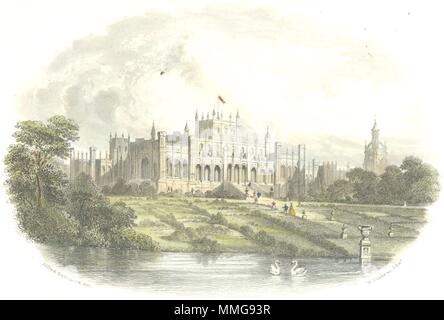 CHESHIRE. Eaton Hall-est devant. Hughes 1856 ancienne vintage print photo Banque D'Images