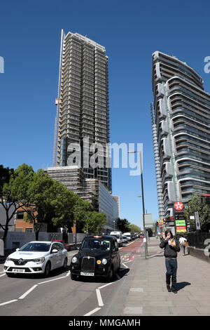 Une vue de la construction de nouveaux gratte-ciel Canaletto et 250 City Road en construction, des tours tours résidentielles Islington Londres UK KATHY DEWITT Banque D'Images