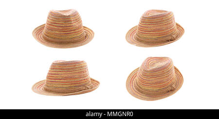 Joli chapeau de paille isolé sur fond blanc, marron chapeau de paille isolé sur fond blanc Banque D'Images